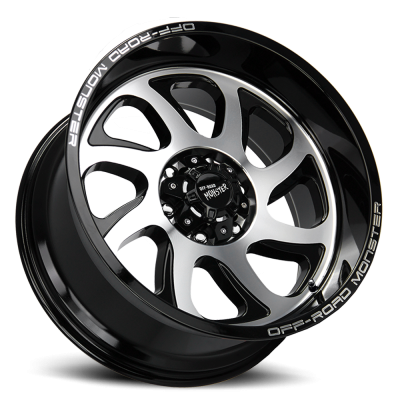 Aluminum Wheels 22x12 M22 GBM Series Machined Gloss Black 6 On 135 Bolt Pattern -44 Offset Off Road Monster