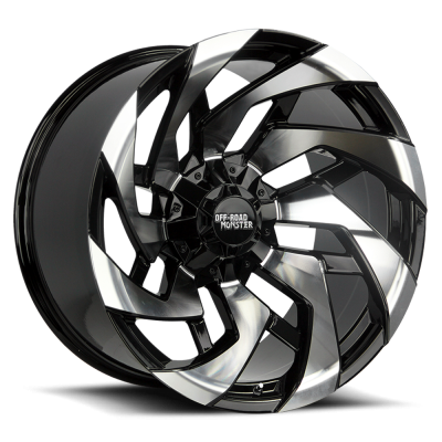 Aluminum Wheels 22x12 M24 GBM Series Machined Gloss Black 5 On 127/5 On 139.7 Bolt Pattern -44 Offset Off Road Monster