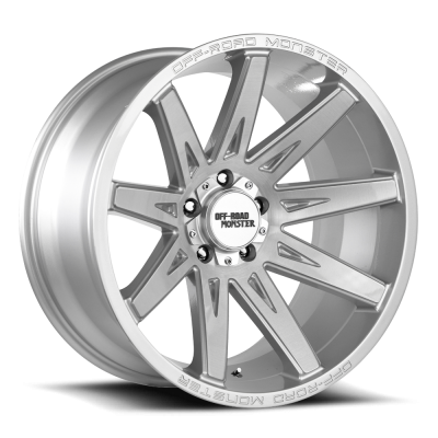 Aluminum Wheels 20x10 M25 BFS Series Brushed Face Silver 5 On 127 Bolt Pattern -19 Offset Off Road Monster