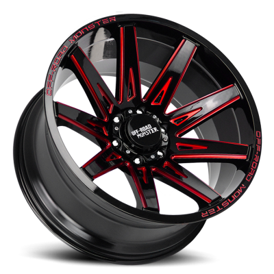 Aluminum Wheels 20x10 M25 GBMLR Series Gloss Black/Candy Red 5 On 127 Bolt Pattern -19 Offset Off Road Monster