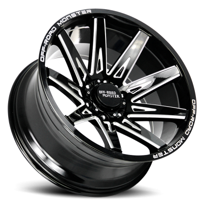 Aluminum Wheels 22x12 M25 GBML Series Milled Gloss Black 5 On 127 Bolt Pattern -44 Offset Off Road Monster