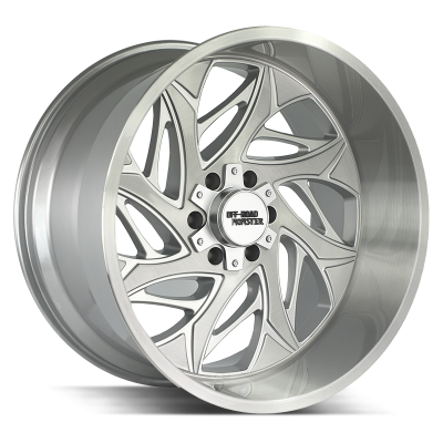 Aluminum Wheels 24x14 M28 BFS Series Brushed Face Silver 5 On 127/5 On 139.7 Bolt Pattern -76 Offset Off Road Monster