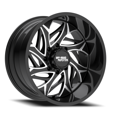 Aluminum Wheels 24x14 M28 GBML Series Milled Gloss Black 5 On 127/5 On 139.7 Bolt Pattern -76 Offset Off Road Monster