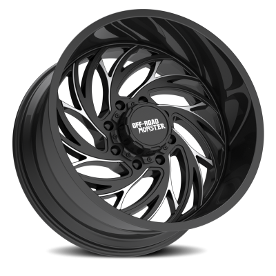 Aluminum Wheels 22x12 M29 GBML Series Milled Gloss Black 8 On 165.1 Bolt Pattern -44 Offset Off Road Monster