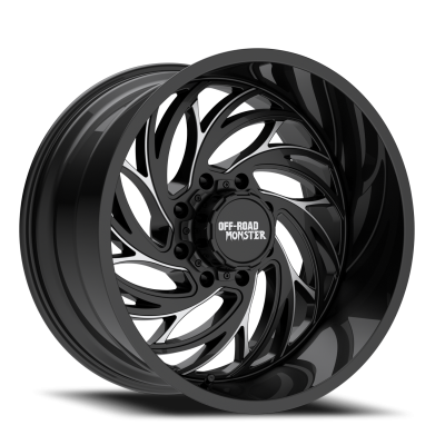 Aluminum Wheels 24x14 M29 GBML Series Milled Gloss Black 5 On 127/5 On 139.7 Bolt Pattern -76 Offset Off Road Monster