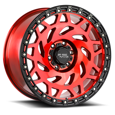 Aluminum Wheels 17x9 M50 RBR Series Candy Red/Black Ring 5 On 127 Bolt Pattern 0 Offset Off Road Monster