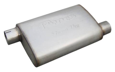 Street Pro Series Muffler 14 in 2.5 in Offset/Offset Hardware Not Incl Natural 409 Stainless Steel Pypes Exhaust