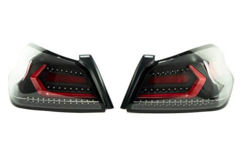 OLM Evolution Tail Lights Clear Lens Black Base Red Bar 15+ WRX STI