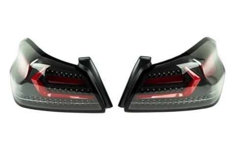 OLM Evolution Tail Lights Clear Lens Black Base Red Bar 15+ WRX STI