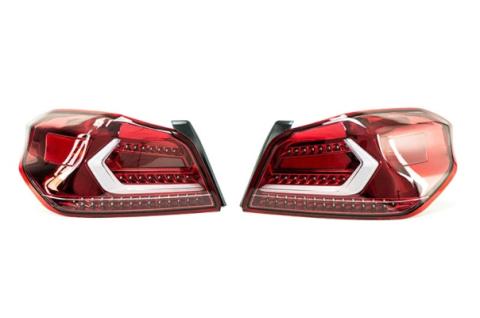 OLM Evolution Tail Lights Clear Lens Red Base White Bar 15+ WRX STI