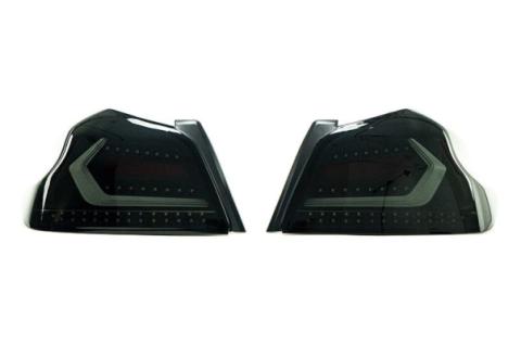 OLM Evolution Tail Lights Smoked Lens Black Base White Bar 15+ WRX STI