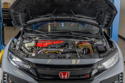 Carbon Fiber Wrapped Hood Struts 17-21 Honda Civic Type R OLM Outside Line Motoring