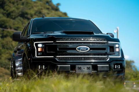 2018-2020 Ford F150 Grille Black w White DRL Essential Series OLM