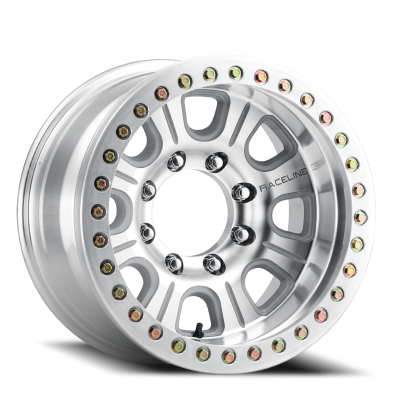 Aluminum Wheels 17x9.5 Monster Beadlock RT233 Machined Silver -19 Offset 5 on 127 Bolt Pattern 83.82 Bore Raceline