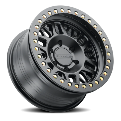 Aluminum Wheels 17x9 Ryno Cast Beadlock RT951B Satin Black Black Beadlock Ring -12 Offset 5 on 127 Bolt Pattern 83.82 Bore Raceline