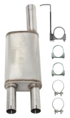 Violator Muffler Kit 09-18 Ram Hemi Split Rear Dual Exit Intermediate Pipe 3 in Hardware And Muffler Incl Tip Not Incl Natural Finish 409 Stainless Steel Pypes Exhaust