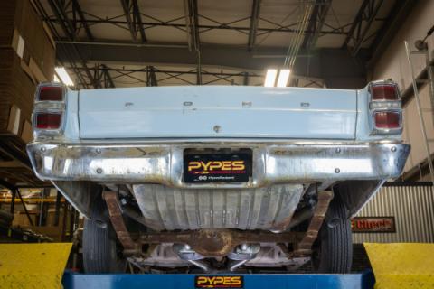 1966-71 Ford Fairlane 2.5 Inch X-Pipe Crossmember Back Quarter Panel Exit Exhaust Turbo Pro Mufflers Pypes Performance Exhaust