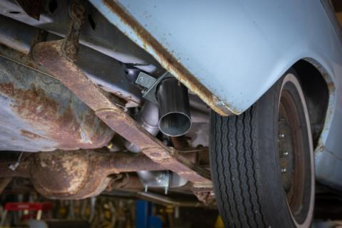 1966-71 Ford Fairlane 2.5 Inch H-Pipe Crossmember Back Quarter Panel Exit Exhaust Street Pro Mufflers Pypes Performance Exhaust