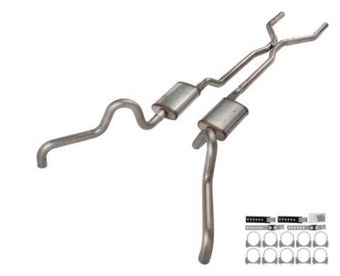 1966-71 Ford Fairlane 2.5 Inch H-Pipe Crossmember Back Quarter Panel Exit Exhaust Violator Mufflers Pypes Performance Exhaust