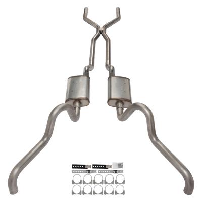 1966-71 Ford Fairlane 2.5 Inch H-Pipe Crossmember Back Quarter Panel Exit Exhaust Violator Mufflers Pypes Performance Exhaust