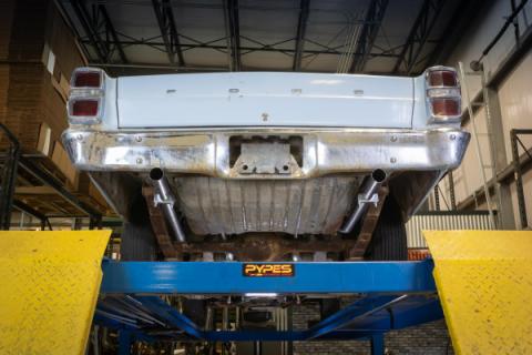 1966-71 Ford Fairlane 2.5 Inch H-Pipe Crossmember Back Rear Exit Exhaust No Mufflers Pypes Performance Exhaust