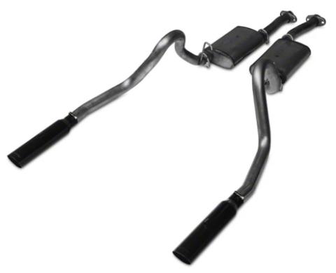 Cat Back Exhaust System 98-04 Mustang V6 Split Rear Dual Exit 2.5 in Intermediate Pipe And Tailpipe Street Pro Muffler/Hardware/3 in Black Tips Incl Natural 409 Stainless Steel Pypes Exhaust