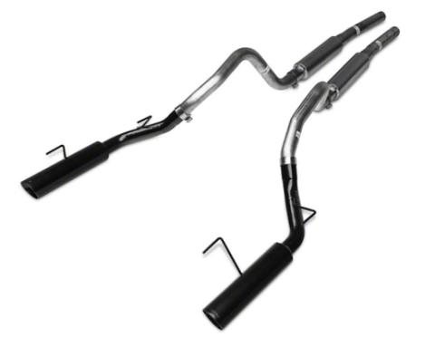 Cat Back Exhaust System 05-10 Mustang GT Split Rear Dual Exit 2.5 in Intermediate And Tail Pipe M80 Muffler/Hardware/4 in Black Tips Incl Natural Finish 409 Stainless Steel Pypes Exhaust