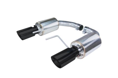 Axle Back Exhaust 15-23 Mustang V6 and Ecoboost Split Rear Dual Exit 3 in Black Tips Hardware Included Polished 304 Stainless Steel Pypes Exhaust