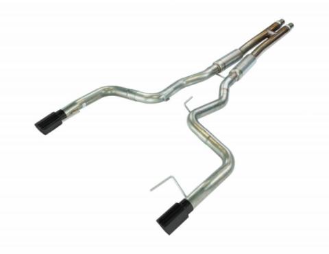 Cat Back Exhaust System 15-17 Mustang GT Split Rear Dual Exit 4 in Black Tips Hardware Included Mid-muffler H-pipe Natural 409 Stainless Finish Pypes Exhaust
