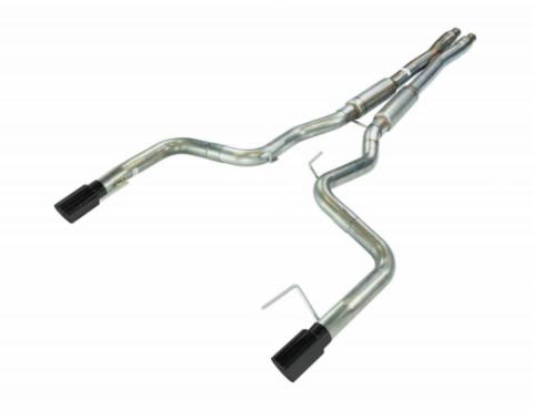 Cat Back Exhaust System 15-17 Mustang GT Split Rear Dual Exit 4 in Black Tips Hardware Included Mid-muffler X-pipe Natural 409 Stainless Finish Pypes Exhaust