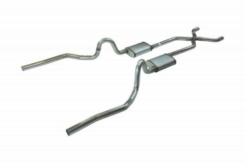 Crossmember Back w/X-Pipe Exhaust System 70-71 GTO/68-72 442 Dual Split Rear Valance Exit 2.5 in Intermediate And Tail Pipe Turbo Pro Mufflers And Hardware Incl Tip Not Incl Pypes Exhaust