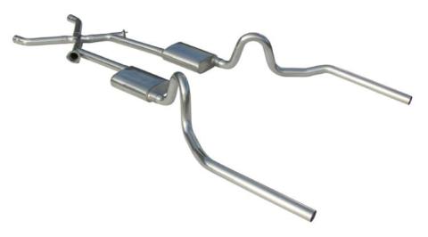 Crossmember Back w/Xchange Exhaust System 64-74 A-Body Split Rear Dual Exit 3 in Intermediate And Tail Pipe Hardware Incl 304 Stainless Steel Muffler And Tip Not Incl Pypes Exhaust