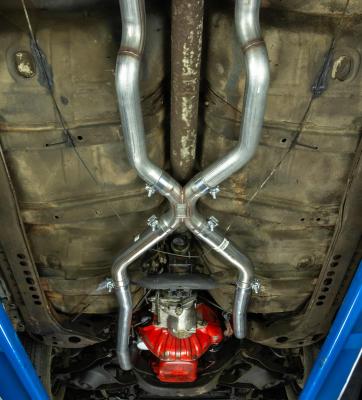 68-72 Chevelle High Tuck 2.5 Inch Crossmember Back W/X-Pipe and Turbo Pro Mufflers System Pypes Performance Exhaust