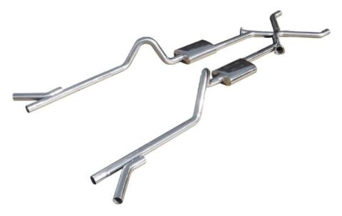 1955-1957 Tri-Five Chevy 2.5 Inch Crossmember Back Exhaust System With X-Change X-Pipe 409 Stainless No Mufflers Pypes Performance Exhaust