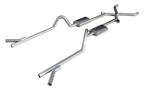 Crossmember Back w/Xchange Exhaust System Split Rear Dual Exit 2.5 in Intermediate X-Pipe And Tail Pipe Street Pro Mufflers/Hardware Incl Tip Not Incl Pypes Exhaust