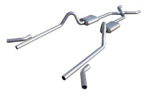 1955-1957 Tri-Five Chevy 3 Inch Crossmember Back Exhaust System With X-Pipe 409 Stainless No Mufflers Pypes Performance Exhaust