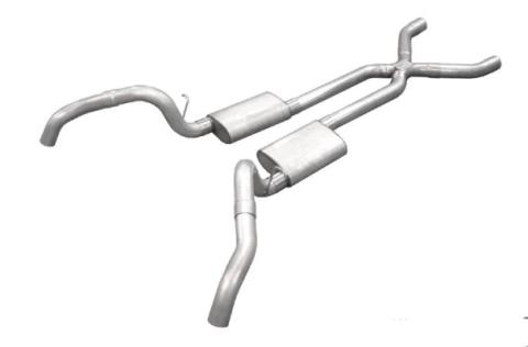 Crossmember Back w/X-Pipe Exhaust System 67-69 Split Rear Dual Exit 2.5 in Intermediate Pipe And Tailpipe Turbo Pro Mufflers/Hardware Incl Tip Not Incl Pypes Exhaust