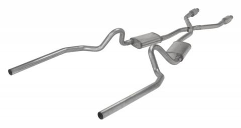 Crossmember Back w/X-Pipe Exhaust System 78-88 GM G-Body SS Split Rear Dual Exit 2.5 in Intermediate Pipe And Tailpipe Turbo Pro Mufflers/Hardware Incl Tip Not Incl Catalytic Converter Incl Pypes Exhaust
