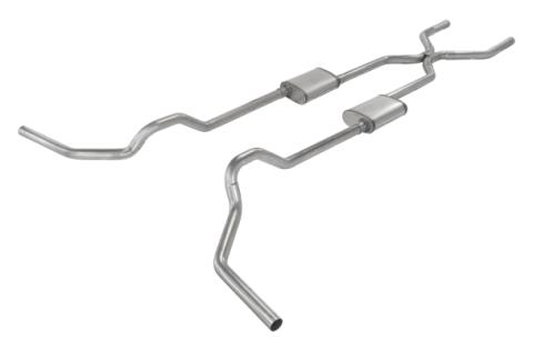 1975-1987 GM C15 Truck 2.5 Inch Crossmember Back With H-Bomb H-Pipe Exhaust System Includes Catalytic Converters 409 Stainless No Mufflers Pypes Performance Exhaust