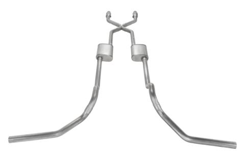 1975-1987 GM Truck 2.5 Inch Crossmember Back With X-Pipe Exhaust System Includes Catalytic Converters 409 Stainless Turbo Pro Mufflers Pypes Performance Exhaust