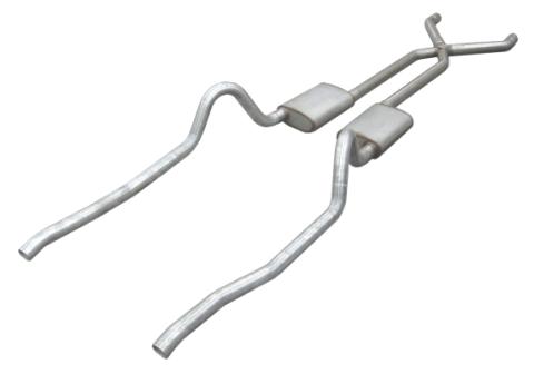 Crossmember Back w/X-Pipe Exhaust System 67-73 Mopar A-Body Split Rear Dual Exit 2.5 in Intermediate And Tail Pipe Race Pro Mufflers/Hardware Incl Tip Not Incl Pypes Exhaust