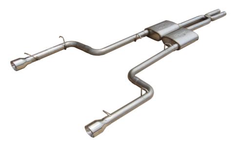 Violator Series Cat Back Exhaust System Split Rear Dual Exit 2.5 in Intermediate And Tail Pipe Violator Muffler/Hardware/4 in Polished Tips Incl Natural 409 Stainless Steel Pypes Exhaust