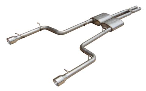 Cat Back Exhaust System Split Rear Dual Exit 66-74 Mopar B-Body 3 in Intermediate And Tail Pipe Street Pro Muffler/Hardware/4 in Polished Tips Incl Natural Finish 409 Stainless Steel Pypes Exhaust
