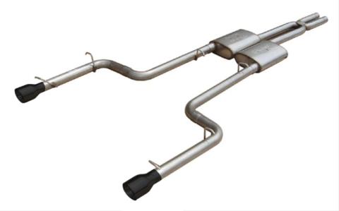 Cat Back Exhaust System Split Rear Dual Exit 66-74 Mopar B-Body 3 in Intermediate And Tail Pipe Street Pro Muffler/Hardware/4 in Black Tips Incl Natural Finish 409 SS Pypes Exhaust