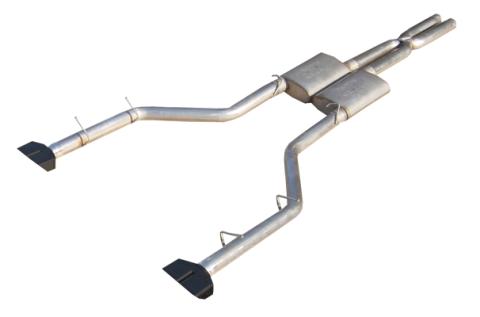 Cat Back Exhaust System Split Rear Dual Exit 08-14 Challenger V8 SRT8 3 in Intermediate And Tail Pipe Street Pro Mufflers/Hardware/3 in Black Tips Incl Natural Finish 409 Stainless Steel Pypes Exhaust