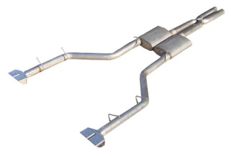 Cat Back Exhaust System Split Rear Dual Exit 08-14 Challenger V6 2 in Intermediate Pipe 2.5 in Tail Pipe Street Pro Muffler/Hardware/Polished Tips Incl Natural Finish 409 Stainless Steel Pypes Exhaust