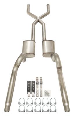 1970-1974 Mopar E-Body 3 Inch Crossmember Back Exhaust System 409 Stainless Street Pro Mufflers Pypes Performance Exhaust