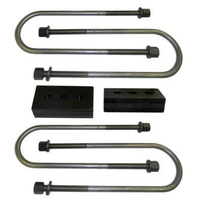 Rear Lift Block and U-Bolt Kit Heavy Duty 1 Inch For 11-13 F350 Superduty 4x4 16.5 Inch Ubolts SuspensionMaxx