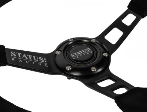 Deep Dish Suede Steering Wheel 13 Inch Diameter Black PRP Seats