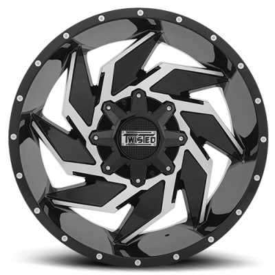 Aluminum Wheels 22x12 Razor T-22 Black Milled 5 On 114.3/5 On 127 Bolt Pattern -44 Offset Twisted Off-Road